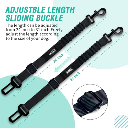 COOYOO Dog Seat Belt Durability Retractable Dog Car Harness Adjustable Dog Seat Belt for Vehicle Nylon Pet Safety Seat Belts Heavy Duty Elastic 1 Pack Black